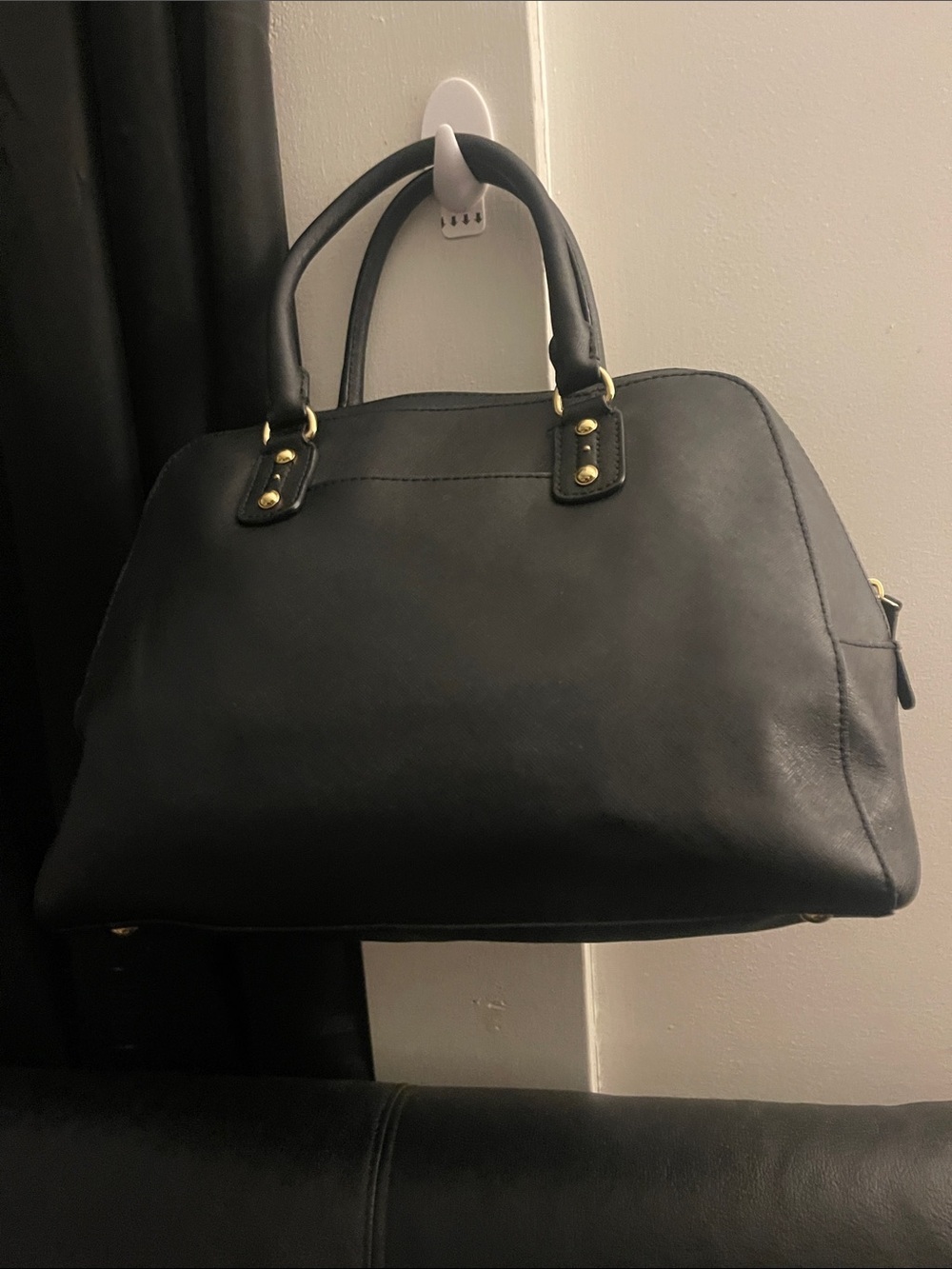 Michael Kors Black Saffiano Large Dome Emmy Satchel Handbag (Model #35S3GSAS3L - Picture 2 of 16